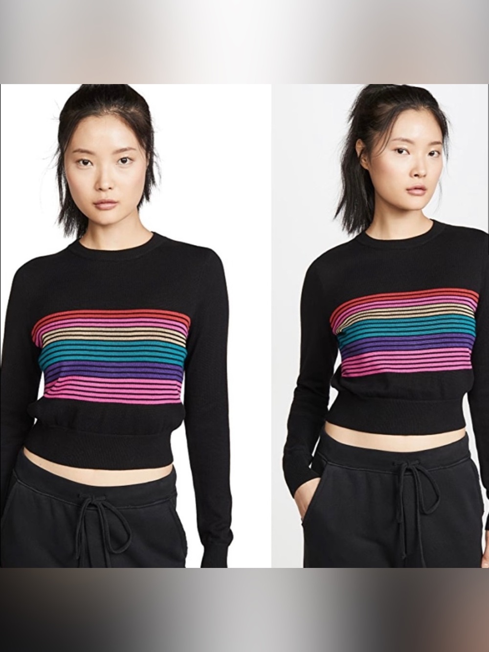 NWOT Spiritual Gangster Nikki Rainbow Crop Sweater - Picture 9 of 14